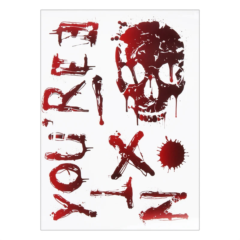Halloween Decoration Horror Bloodstain Wall Sticker Handprint Footprint Blood Skull Window Sticker Halloween Party Horror Sticke