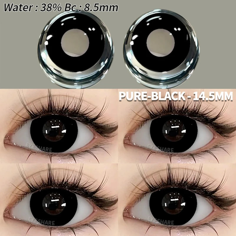 EYESHARE 1Pair Colored Contact Lenses for Eyes White Lenses Cosplay Contact Lenses Crazy Lenses Halloween Eyes Lens Black Lenses
