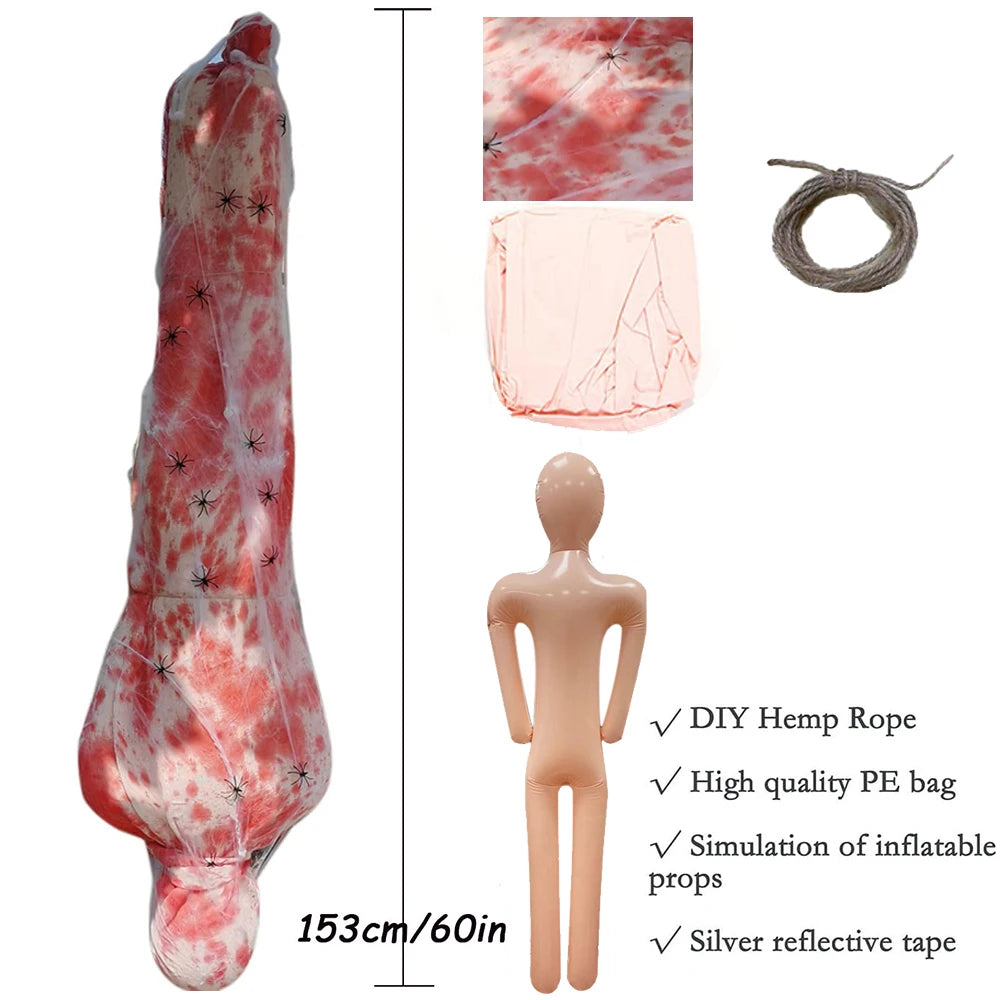 Halloween Horror Corpse Props Outdoor Courtyard Haunted House Scary Halloween Decor DIY Lifelike Dead Corpse Gauze Halloma Party