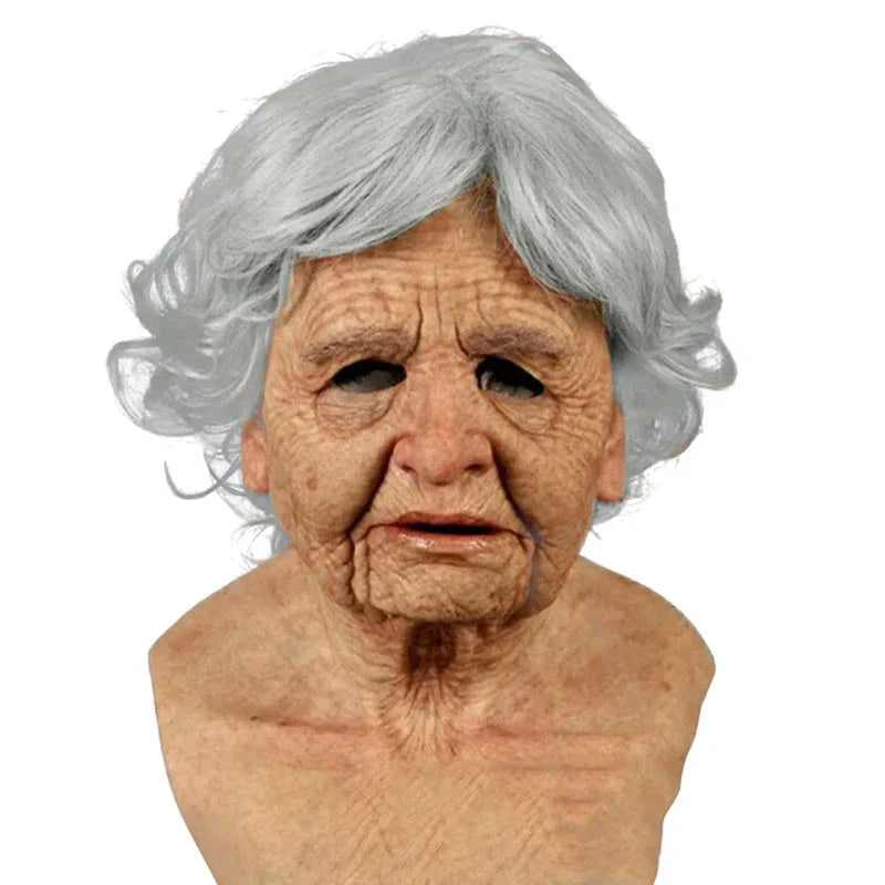 Elderly Woman Man Mask Wrinkle Full For Head Mask Grandpa/Grandma s
