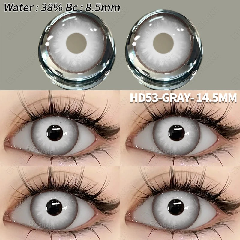 EYESHARE 1Pair Colored Contact Lenses for Eyes White Lenses Cosplay Contact Lenses Crazy Lenses Halloween Eyes Lens Black Lenses