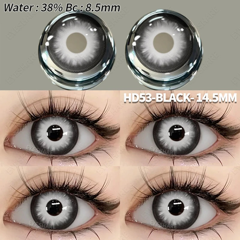 EYESHARE 1Pair Colored Contact Lenses for Eyes White Lenses Cosplay Contact Lenses Crazy Lenses Halloween Eyes Lens Black Lenses