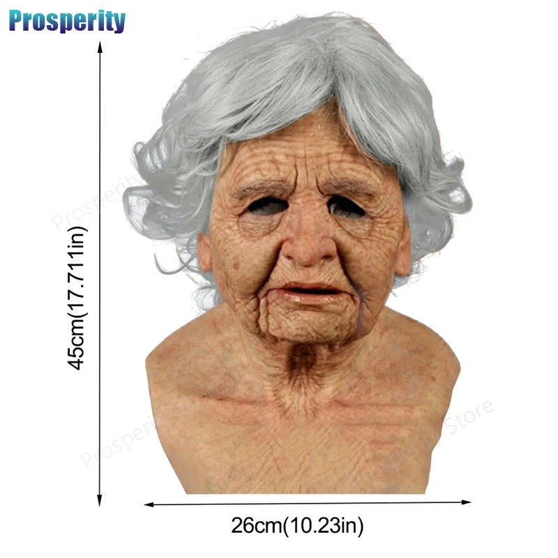 Elderly Woman Man Mask Wrinkle Full For Head Mask Grandpa/Grandma s