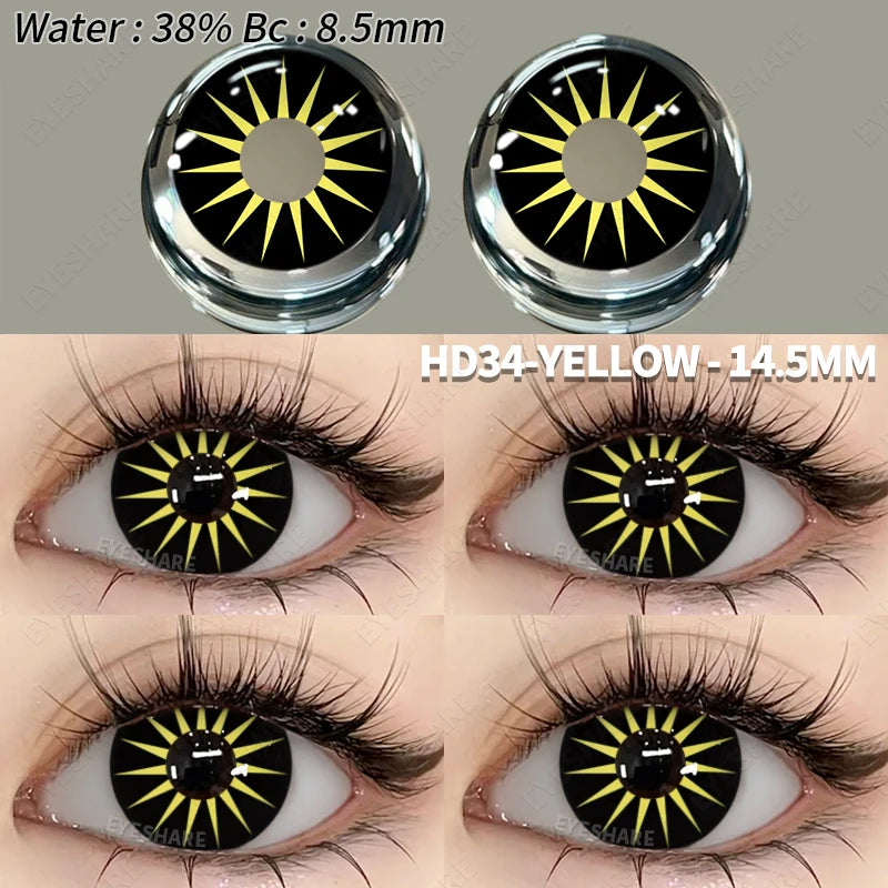 EYESHARE 1Pair Colored Contact Lenses for Eyes White Lenses Cosplay Contact Lenses Crazy Lenses Halloween Eyes Lens Black Lenses