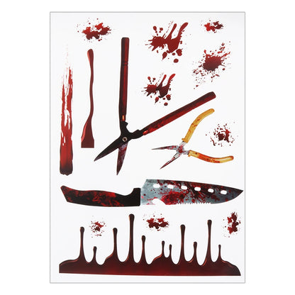 Halloween Decoration Horror Bloodstain Wall Sticker Handprint Footprint Blood Skull Window Sticker Halloween Party Horror Sticke