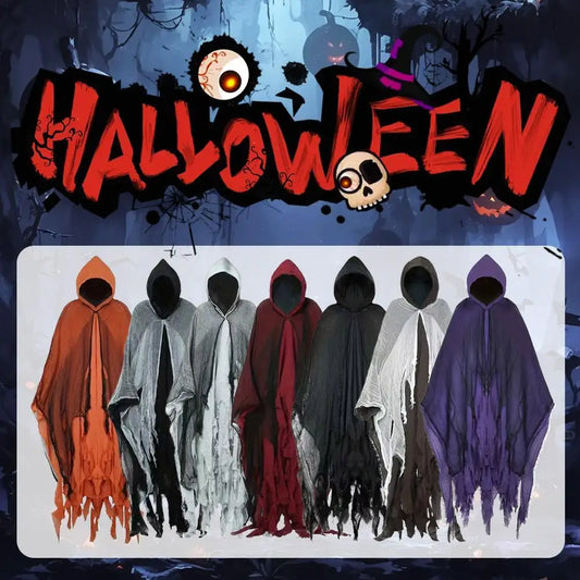 New Terrifying Skeleton Halloween Cloak With Hood  Ghost Cosplay Party Costume Horror Dress Up Costume Cloaks Props