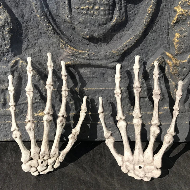 1pair Halloween Scary Props Plastic Skeleton Hands Realistic Life Size Plastic Fake Human
