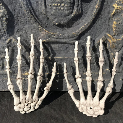 1pair Halloween Scary Props Plastic Skeleton Hands Realistic Life Size Plastic Fake Human