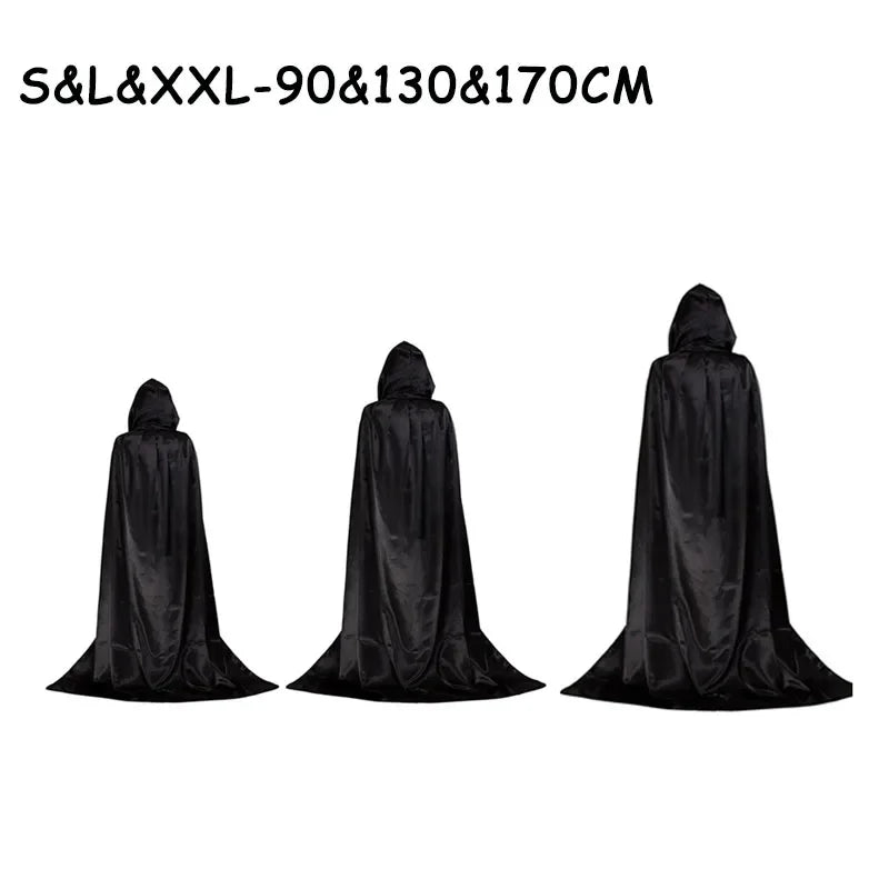 Halloween Party Cloak Cosplay Dress up Costume Kids Death Cosplay Costumes Black Hooded Cloak Scary Witch Devil Role Play