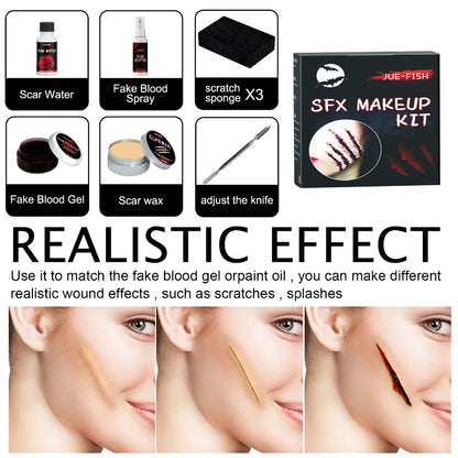Halloween Face Painting Set Makeup Bag, Special Effects Halloween Horror Cosplay Skin Wax Plasma Scar Painting Makeup Tools