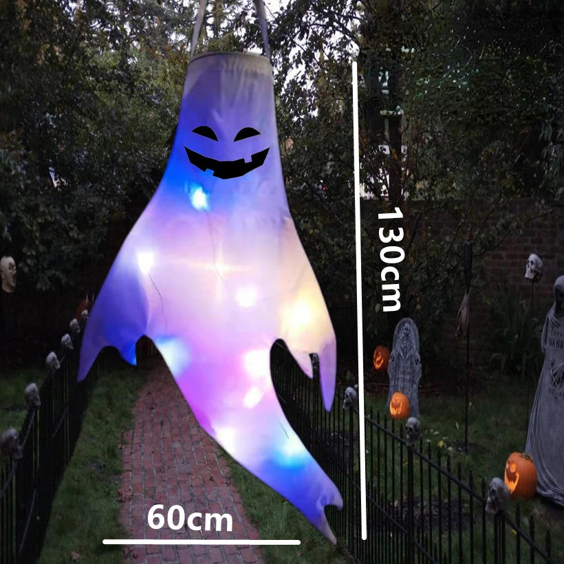 Halloween LED Large Outdoor Hanging Ghost Lights Halloween Party Decoration DIY Emoticons  Glow Ghost Lights Horror Props Bar