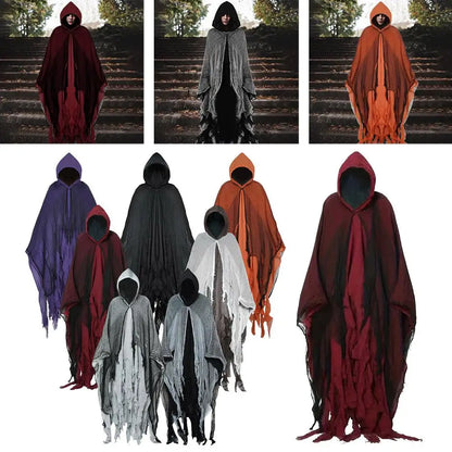 New Terrifying Skeleton Halloween Cloak With Hood  Ghost Cosplay Party Costume Horror Dress Up Costume Cloaks Props