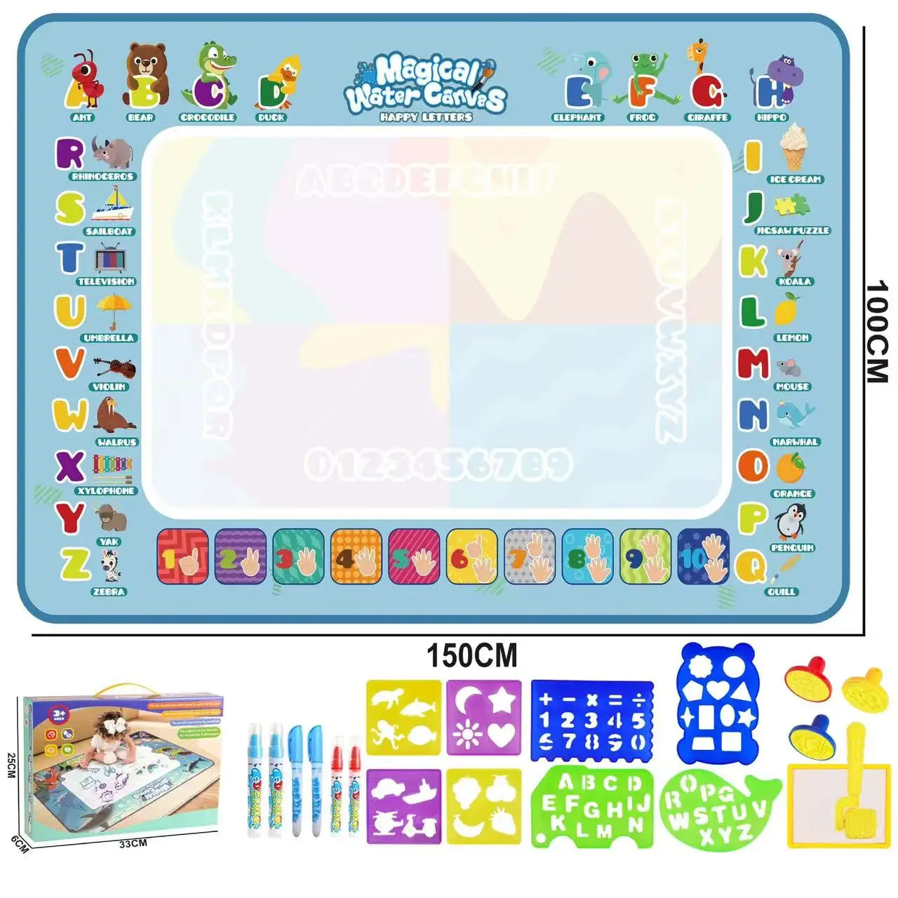 Große, magische Wasserfarbenstifte, Lerndecke für Kinder.