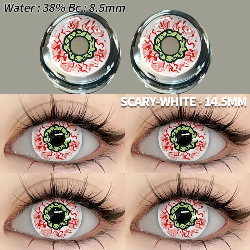 EYESHARE 1Pair Colored Contact Lenses for Eyes White Lenses Cosplay Contact Lenses Crazy Lenses Halloween Eyes Lens Black Lenses