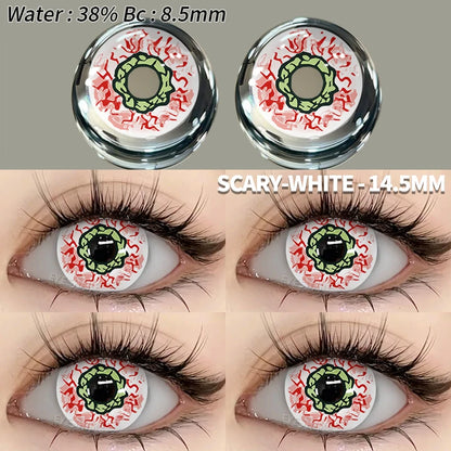 EYESHARE 1Pair Colored Contact Lenses for Eyes White Lenses Cosplay Contact Lenses Crazy Lenses Halloween Eyes Lens Black Lenses