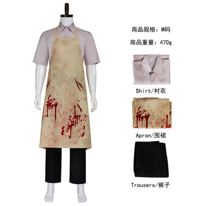 Leatherface Cosplay Costume Bloodstained Apron  Shirt Pant Horror Fancy  Party for Halloween Carnival for for Adult
