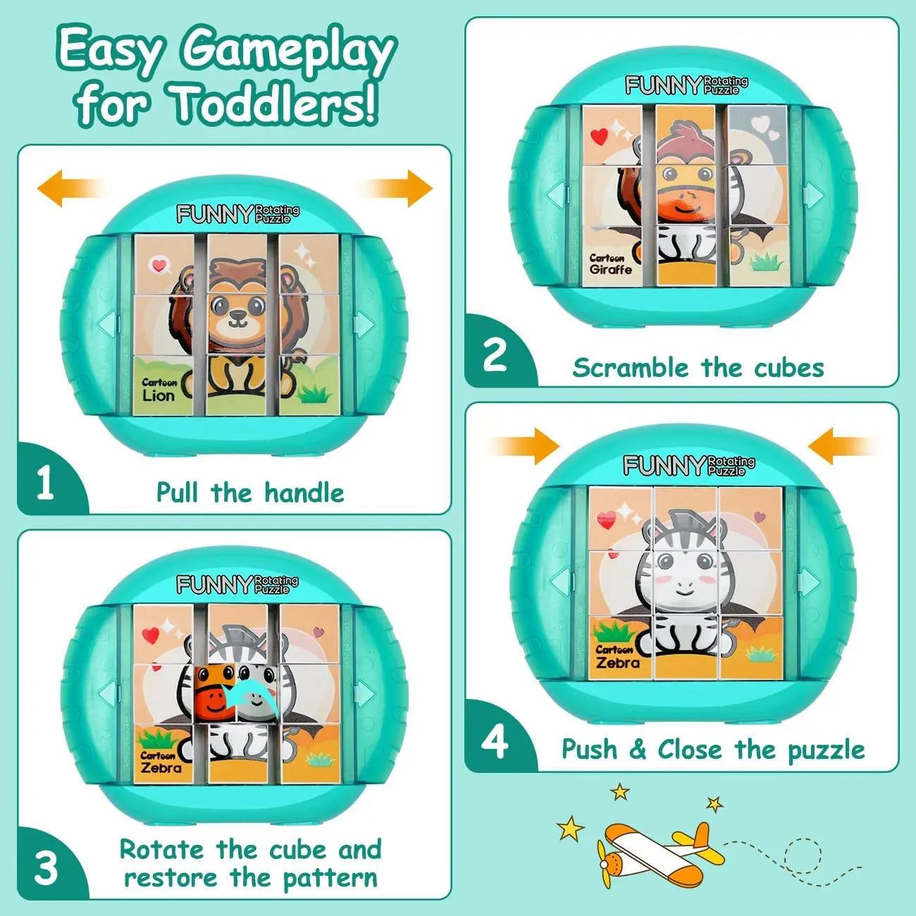 4-in-1-Drehpuzzlespiel für Kinder von 3 bis 8 Jahren