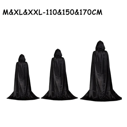 Halloween Party Cloak Cosplay Dress up Costume Kids Death Cosplay Costumes Black Hooded Cloak Scary Witch Devil Role Play