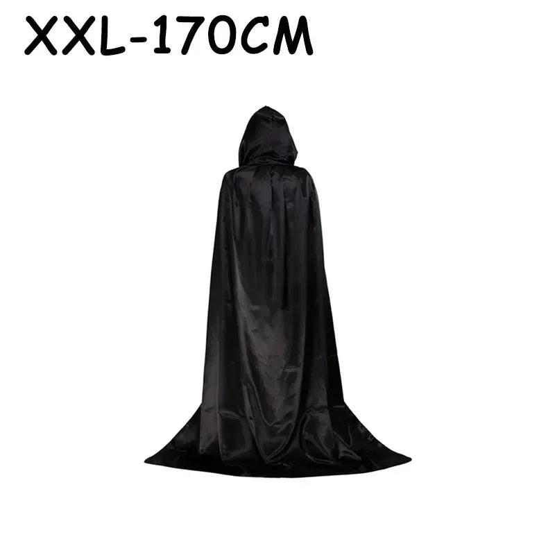 Halloween Party Cloak Cosplay Dress up Costume Kids Death Cosplay Costumes Black Hooded Cloak Scary Witch Devil Role Play