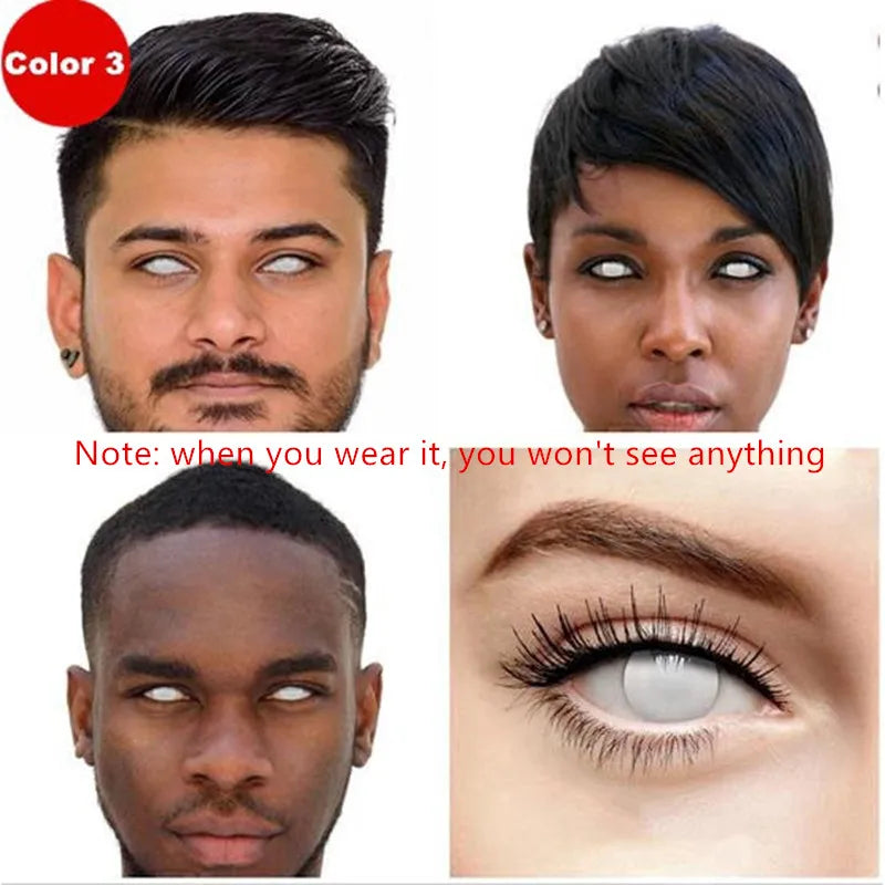 EYESHARE 1Pair Colored Contact Lenses for Eyes White Lenses Cosplay Contact Lenses Crazy Lenses Halloween Eyes Lens Black Lenses