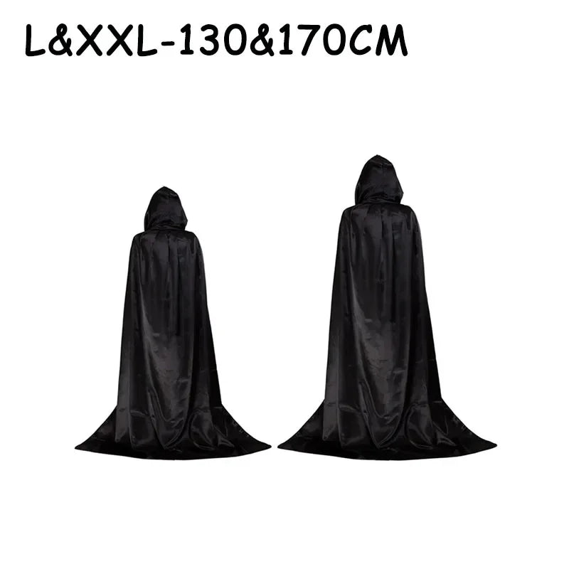 Halloween Party Cloak Cosplay Dress up Costume Kids Death Cosplay Costumes Black Hooded Cloak Scary Witch Devil Role Play