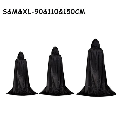Halloween Party Cloak Cosplay Dress up Costume Kids Death Cosplay Costumes Black Hooded Cloak Scary Witch Devil Role Play