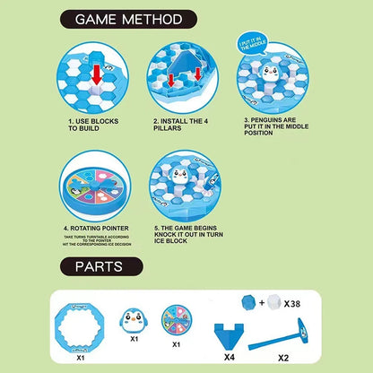 Das Spiel „Der kleine Pinguin“: Das Eis brechen und den kleinen Pinguin retten.