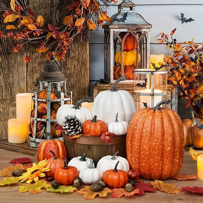 7pcs Pumpkin Autumn Decor Outdoor Plastic