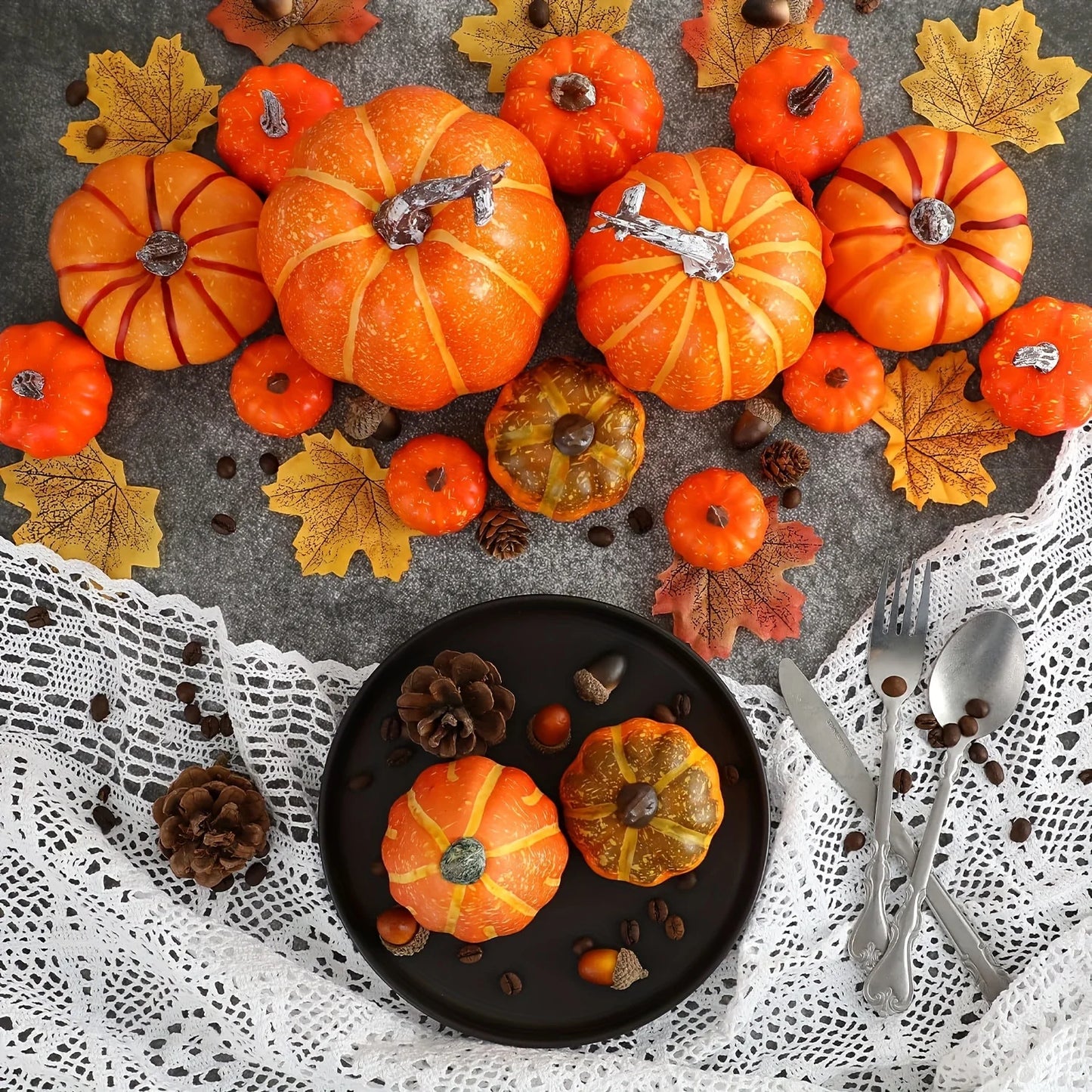 7pcs Pumpkin Autumn Decor Outdoor Plastic