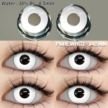 EYESHARE 1Pair Colored Contact Lenses for Eyes White Lenses Cosplay Contact Lenses Crazy Lenses Halloween Eyes Lens Black Lenses