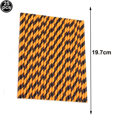 25/50/100pcs Halloween Theme Disposable Paper Straws Spider Skull Pumpkin Bat Pattern Happy Halloween Party Decor Supplies