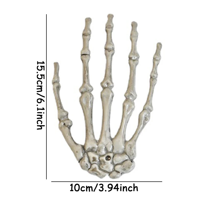 1pair Halloween Scary Props Plastic Skeleton Hands Realistic Life Size Plastic Fake Human