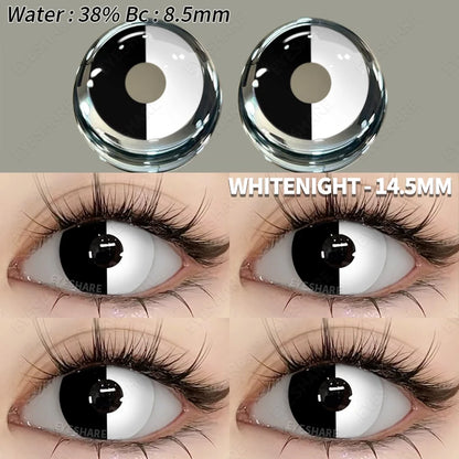 EYESHARE 1Pair Colored Contact Lenses for Eyes White Lenses Cosplay Contact Lenses Crazy Lenses Halloween Eyes Lens Black Lenses