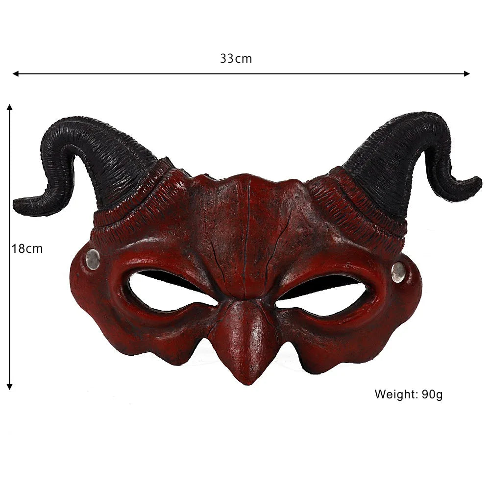 Red Devil Masks Horns Scary Horror Hornghost Ram Half
