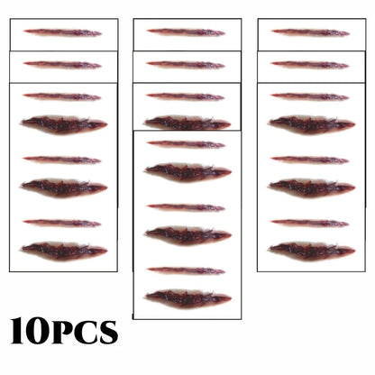 10pcs 3D Fake Scar Tattoos Sticker Body Face Realistic Scab Temporary Tattoos Halloween Horror Wound Bloody DIY Makeup Stickers