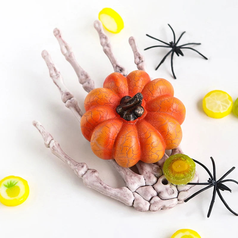 1pair Halloween Scary Props Plastic Skeleton Hands Realistic Life Size Plastic Fake Human