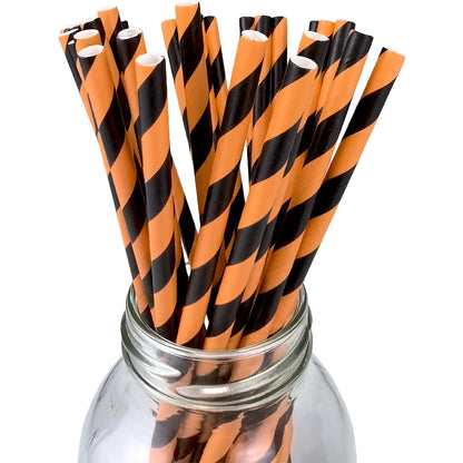 25/50/100pcs Halloween Theme Disposable Paper Straws Spider Skull Pumpkin Bat Pattern Happy Halloween Party Decor Supplies