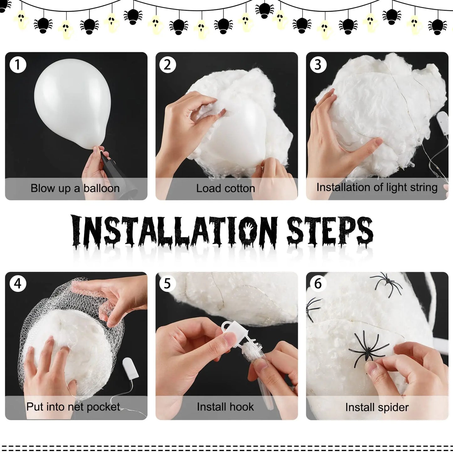 Halloween Hanging Spider Egg Sacs with Lights, Realistic Spiders Haunted House Props for Indoor Outdoor Halloween Party Decor