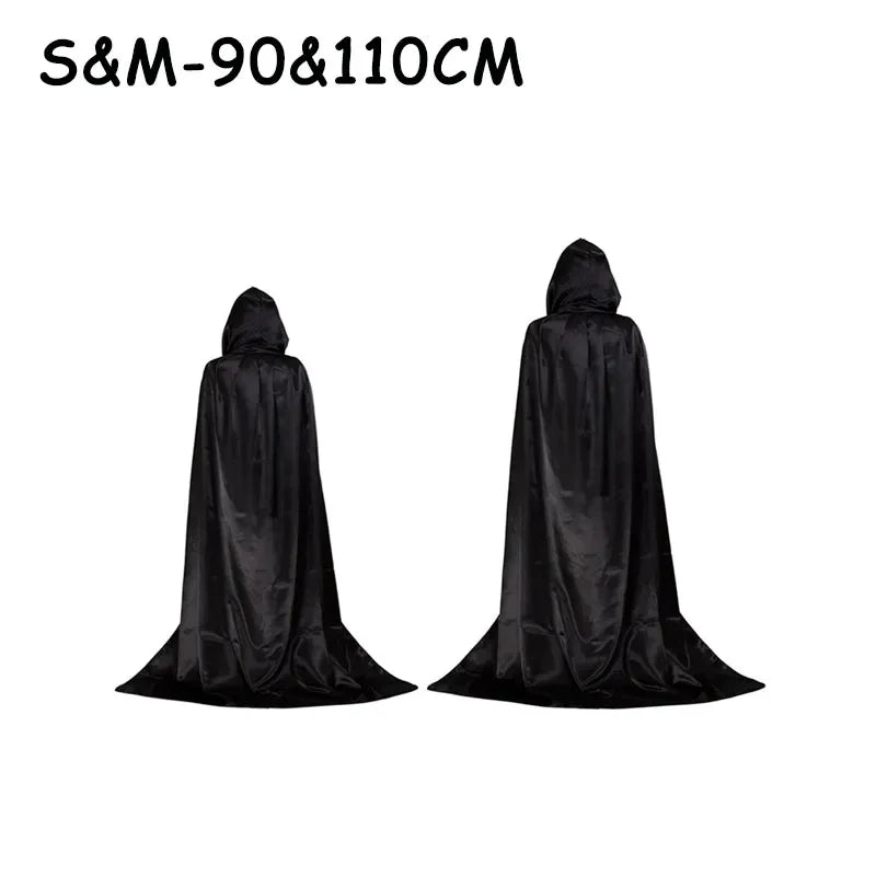 Halloween Party Cloak Cosplay Dress up Costume Kids Death Cosplay Costumes Black Hooded Cloak Scary Witch Devil Role Play
