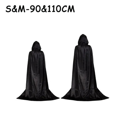 Halloween Party Cloak Cosplay Dress up Costume Kids Death Cosplay Costumes Black Hooded Cloak Scary Witch Devil Role Play
