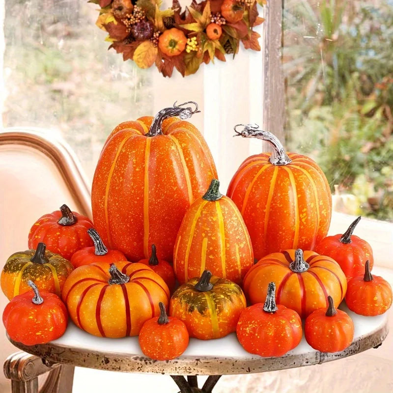 7pcs Pumpkin Autumn Decor Outdoor Plastic