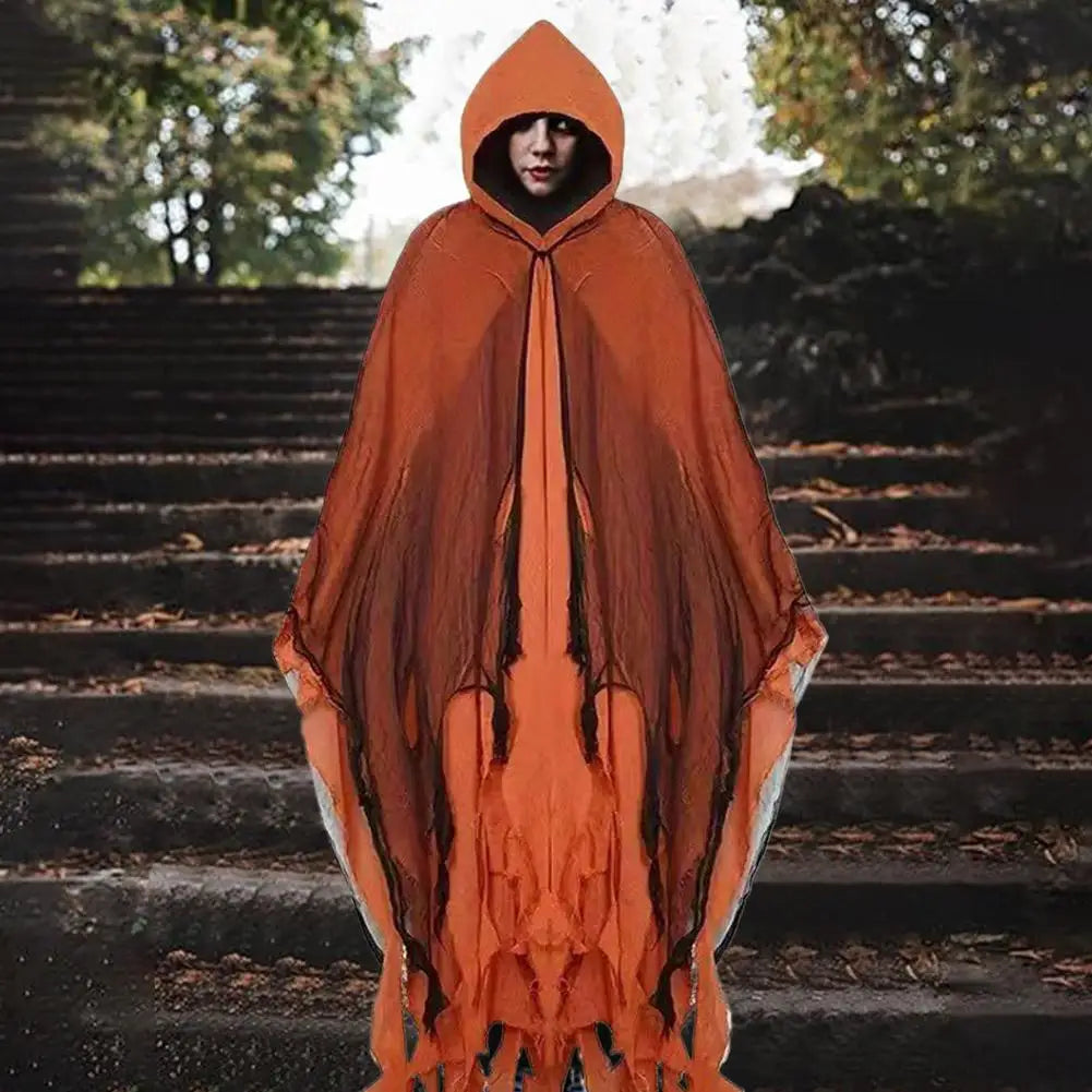 New Terrifying Skeleton Halloween Cloak With Hood  Ghost Cosplay Party Costume Horror Dress Up Costume Cloaks Props