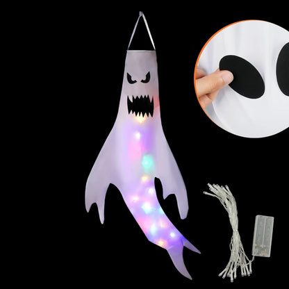 Halloween LED Large Outdoor Hanging Ghost Lights Halloween Party Decoration DIY Emoticons  Glow Ghost Lights Horror Props Bar