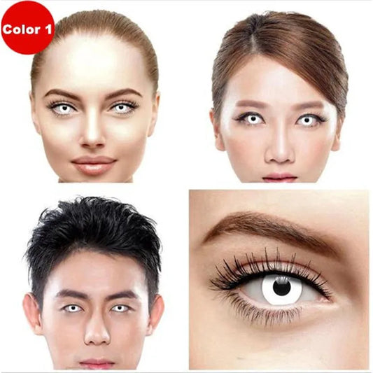 EYESHARE 1Pair Colored Contact Lenses for Eyes White Lenses Cosplay Contact Lenses Crazy Lenses Halloween Eyes Lens Black Lenses