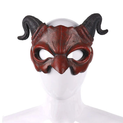 Red Devil Masks Horns Scary Horror Hornghost Ram Half