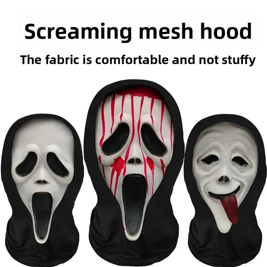 Digital Print Halloween Skeleton Death God Mask Scary Terror Prank Face Covering Mask Home Decoration Party Accessory