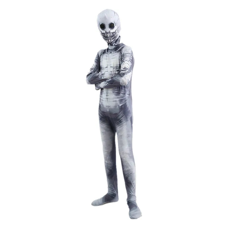 Halloween Ghost Skin Costume, Shadow Demon Bodysuit Costume for Kids Dress Up Party Grim Reaper Costume Scary Skeleton Tights