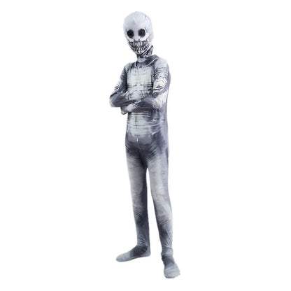 Halloween Ghost Skin Costume, Shadow Demon Bodysuit Costume for Kids Dress Up Party Grim Reaper Costume Scary Skeleton Tights