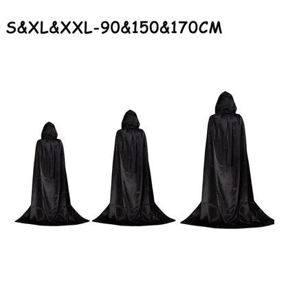 Halloween Party Cloak Cosplay Dress up Costume Kids Death Cosplay Costumes Black Hooded Cloak Scary Witch Devil Role Play