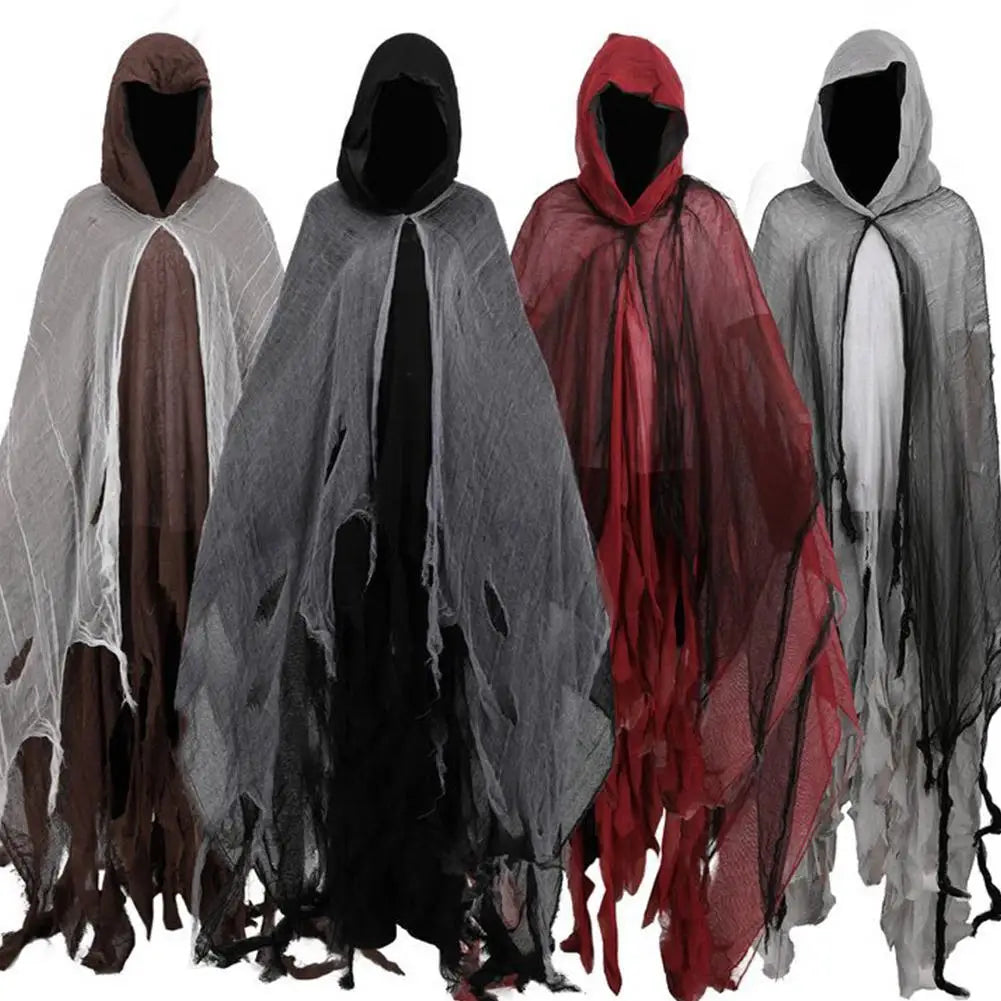 New Terrifying Skeleton Halloween Cloak With Hood  Ghost Cosplay Party Costume Horror Dress Up Costume Cloaks Props